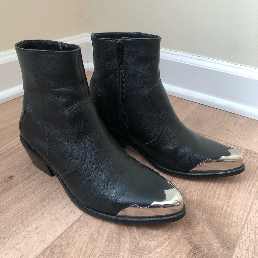 ASOS Leather Western Ankle Boots Size 8